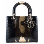 Dior Black/Gold Python Lady Dior Micro Bag