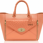 Mulberry Bright Apricot Classic Calf & Ostrich Willow Tote Bag