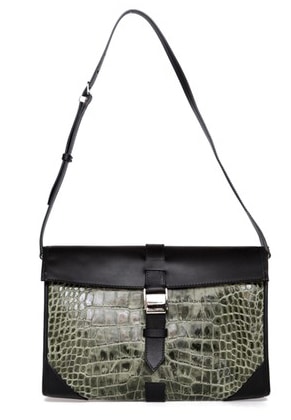 Balenciaga Black/Green Croc Flap Bag - Pre-Spring 2013
