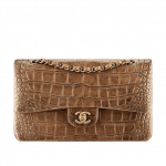 Chanel Brown Quilted Alligator Classic Flap Medium Bag