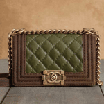 Chanel Green/Brown Boy Chanel Quilted Medium Bag