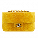 Chanel Yellow Alligator Classic Flap Mini Bag