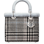 Dior Black and Blue Porcelain Tweed/Crocodile/Mink Lady Dior Bag