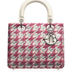 Dior Latte and Rose Magnolia Plaited Leather Tweed Lady Dior Bag