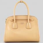 Prada Beige Saffiano Cuir Double-Zip Tote Small Bag