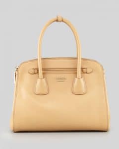 Prada Beige Saffiano Cuir Double-Zip Tote Small Bag