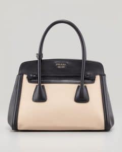 Prada Black Canvas and Saffiano Tote Small Bag