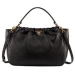 Prada Black Cervo Pleat Bag