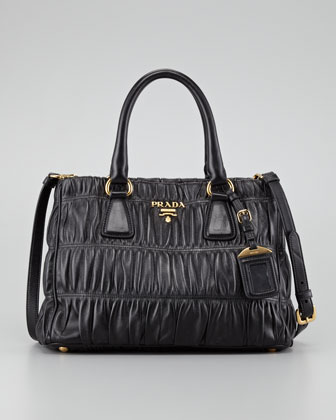 PRADA Tessuto Gaufre Black Nylon & Leather Tote Handbag