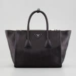 Prada Black Glace Calf Twin Pocket Tote Bag