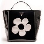 Prada Black Patent Floral Gardner's Tote Bag