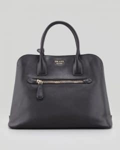 Prada Black Saffiano Cuir Open Promenade Tote Bag
