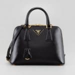 Prada Black Saffiano Vernice Promenade Crossbody Bag