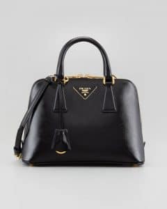 Prada Black Saffiano Vernice Promenade Crossbody Bag