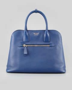 Prada Blue Saffiano Cuir Open Promenade Tote Bag