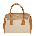 Prada Brown Canvas & Saffiano Cuir Tote Bag