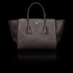 Prada Brown Glace Calfskin Twin Pocket Tote Bag 1