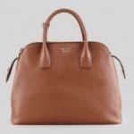 Prada Brown Saffiano Cuir Triple-Zip Dome Tote Bag