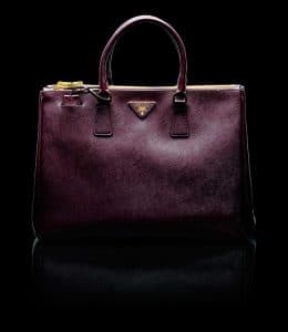 Prada Burgundy Saffiano Top Handle Large Bag