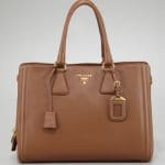 Prada Camel Cervo Center Zip Tote Bag