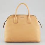 Prada Camel Saffiano Cuir Triple-Zip Dome Tote Bag