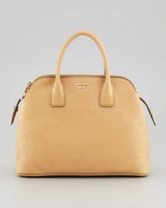 Prada Camel Saffiano Cuir Triple-Zip Dome Tote Bag