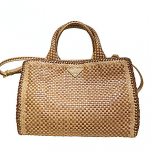 Prada Camel Woven East-West Tote Bag