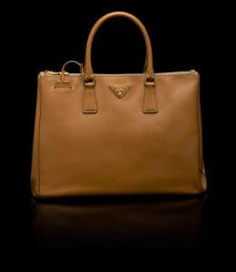 Prada Caramel Saffiano Top Handle Large Bag