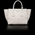 Prada Chalk White Suede Twin Pocket Tote Bag