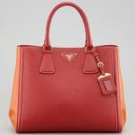 Prada Fuocco/Papaya Saffiano Bi-color Tote Bag