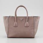 Prada Gray Glace Calf Twin Pocket Tote Bag