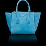 Prada Light Blue Suede Twin Pocket Small Bag