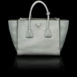 Prada Light Grey Glace Calfskin Twin Pocket Tote Bag