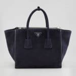 Prada Navy Suede Twin Pocket Tote Bag