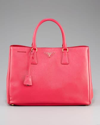 PRADA Saffiano Vernice Small Galleria Double Zip Tote Peonia 1182016