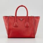 Prada Red Glace Calf Twin Pocket Tote Bag