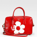 Prada Red Vernice Flower Saffiano Bag