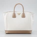 Prada Talco/Visone Saffiano Bi-color Tote Bag