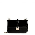 Valentino Black Patent Rockstud Flap Medium Bag