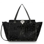 Valentino Black Pony Hair Rockstud Tote Bag