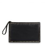 Valentino Black Rockstud Calfskin Clutch Bag