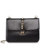 Valentino Black Rockstud Flap Large Bag