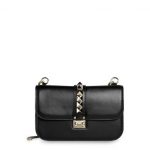 Valentino Black Rockstud Flap Medium Bag