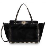 Valentino Black Rockstud Tote Medium Bag