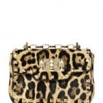 Valentino Leopard Ponyskin Rockstud Shoulder Bag