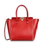 Valentino Red Rockstud Double Handle Tote Bag