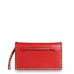 Valentino Red Rockstud Platinum Studs Clutch Bag