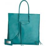 Balenciaga Bleu Pacifique Papier Ledger Zip Around Bag