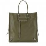 Balenciaga Vert Kaki Papier Ledger Zip Around Bag