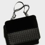 Bottega Veneta Nero Carta Intrecciata Velvet Bag